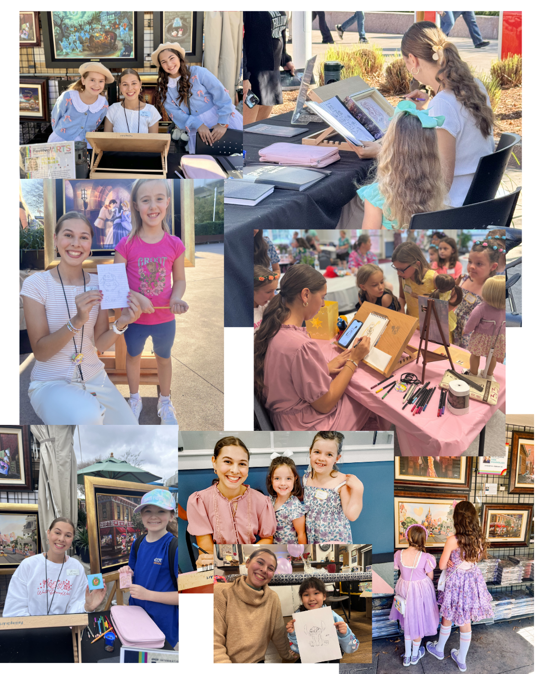 Kyree Tilsher with young artists and fans at Disney park events